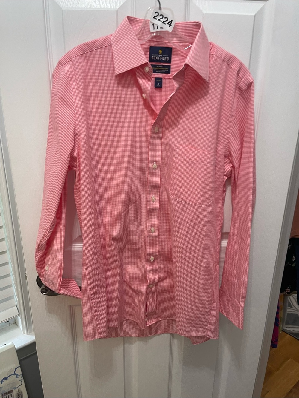 Stafford Pink Micro-Check Button-Down Dress Shirt